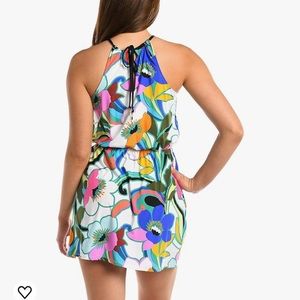 La Blanca Draped Darling High Neck Dress Swim Cover Up NWT suncatcher print LG